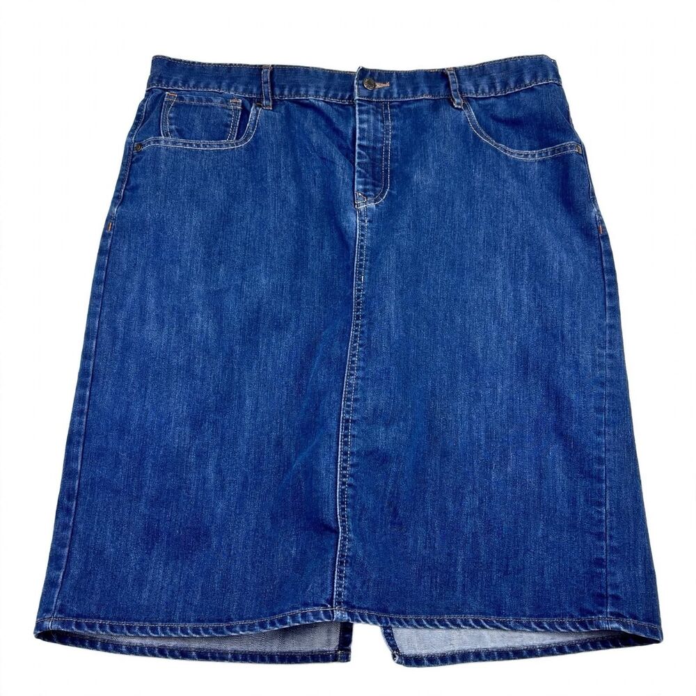 Old Navy Skirt 16 Blue Denim High Rise Front Slit Cotton